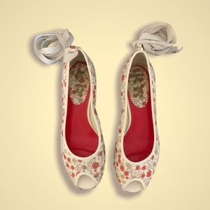 Floral Peep-toe Ballet Flat Size 7